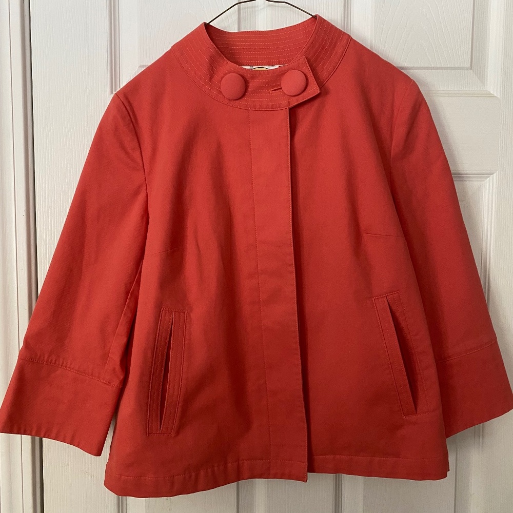 Talbots Size S Coral Cropped Jacket 3/4 Sleeves